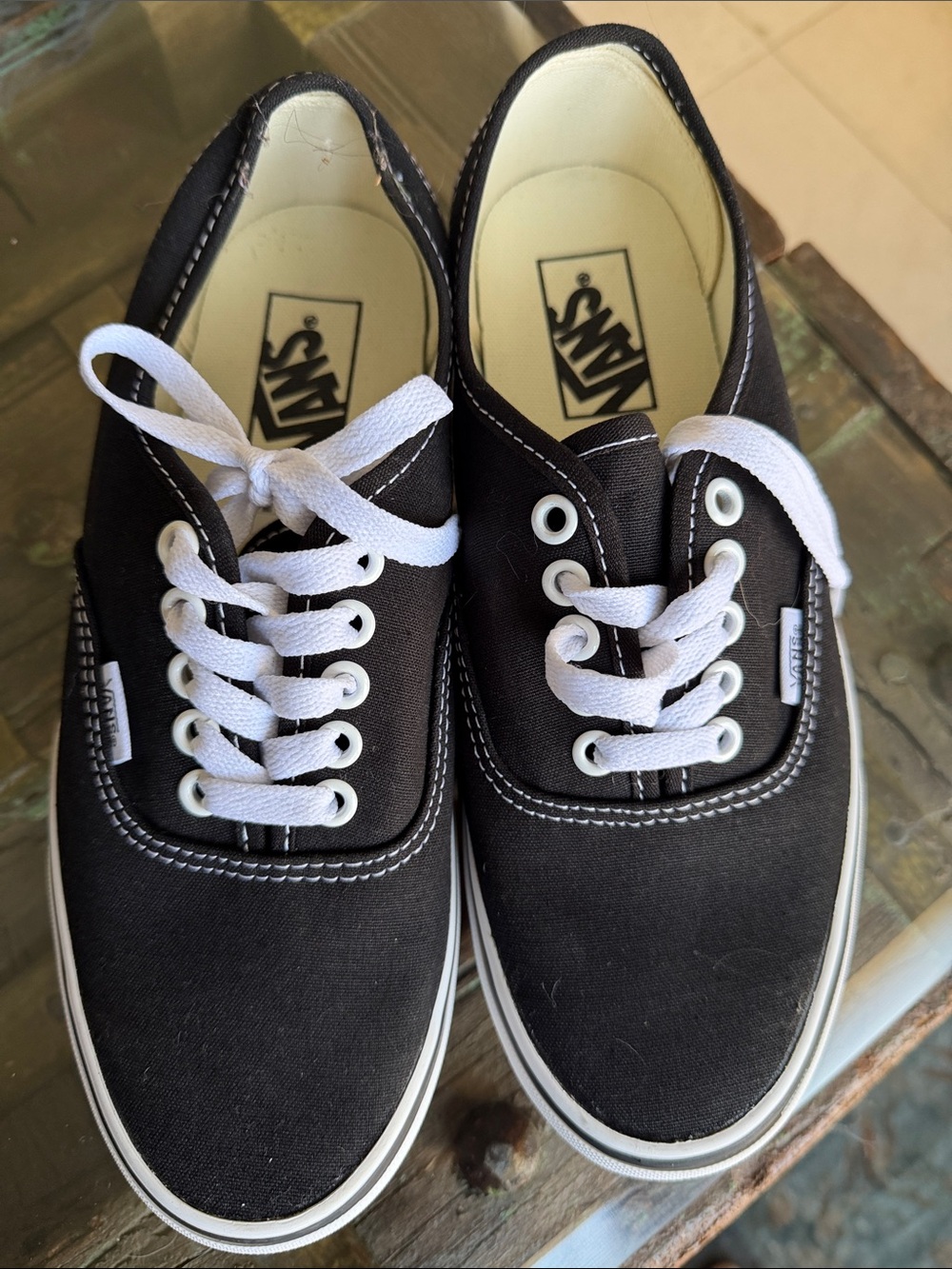 Vans Black Canvas Low-Top Sneakers with White Laces